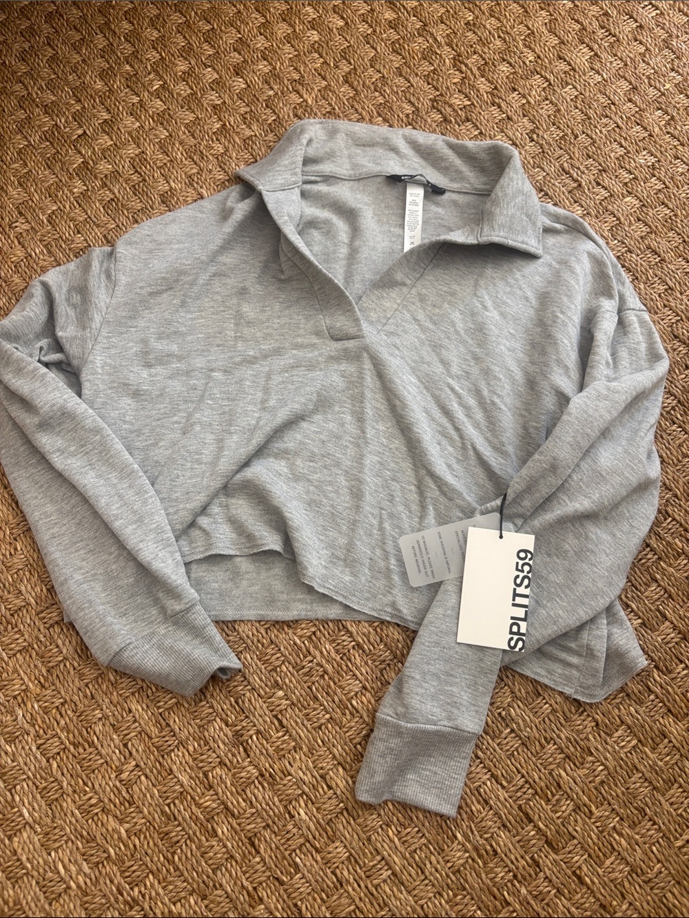 Splits59 Heather Gray Joan Cropped Polo Sweatshirt size s
